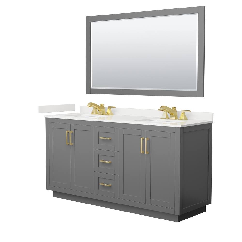 Miranda 66-inch Double Vanity, Quartz Top, 58-inch Mirror