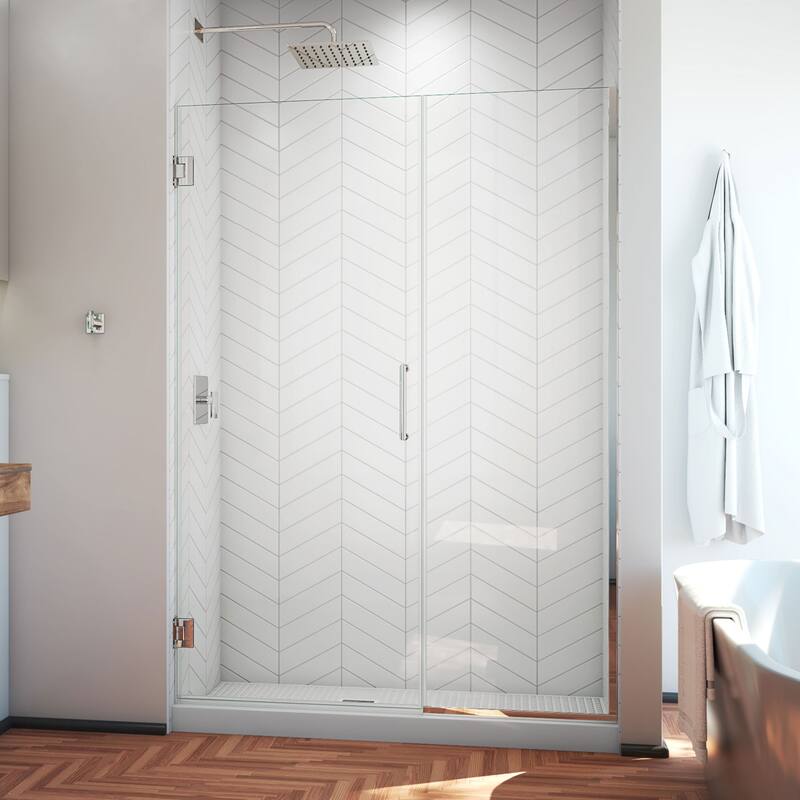 DreamLine Unidoor Plus 47-47 1/2 in. W x 72 in. H Frameless Hinged Shower Door - 47" - 47.5" W