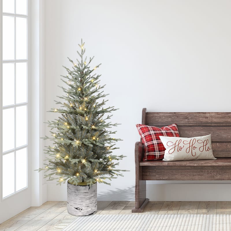 Puleo International 4.5' Pre-Lit Artificial Blue Potted Arctic Fir Tree