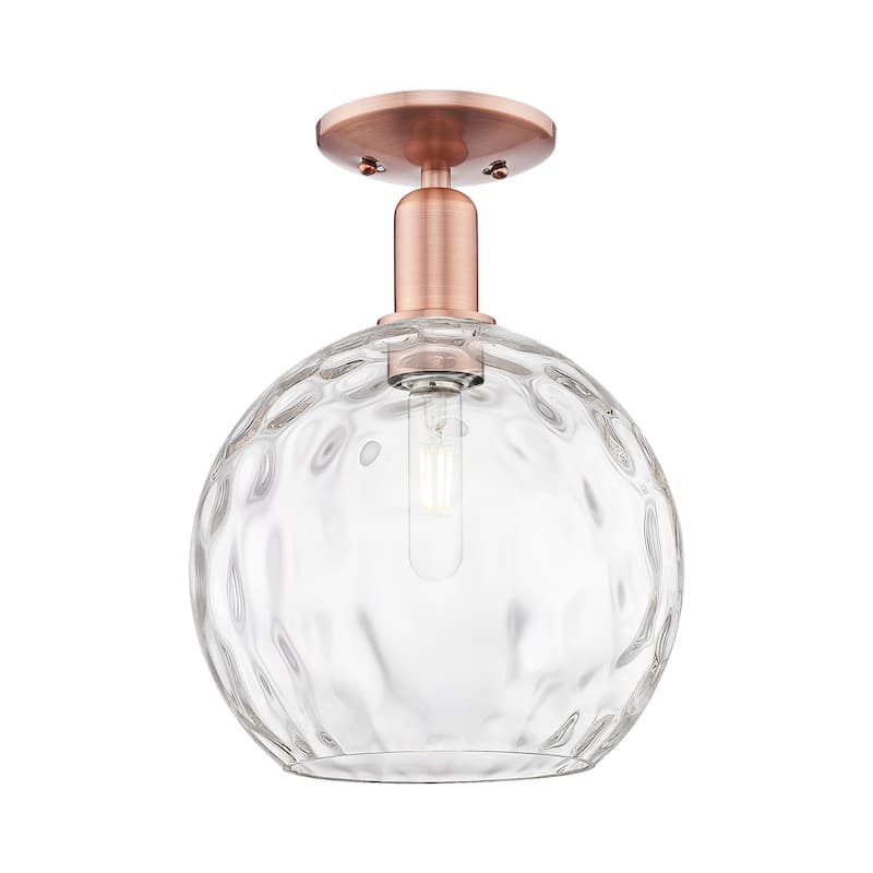 Innovations Lighting 716-1C-14-10 Athens Water Glass Semi-Flush Athens - Antique Copper / Clear Water Glass