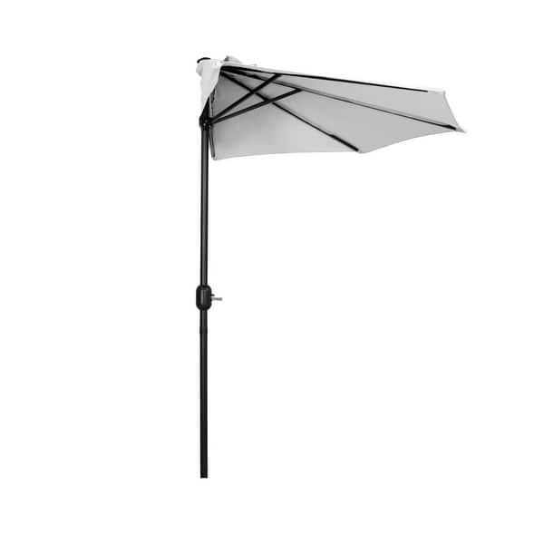 slide 2 of 7, 9' Sutton Half Round All-Weather Crank Patio Umbrella White