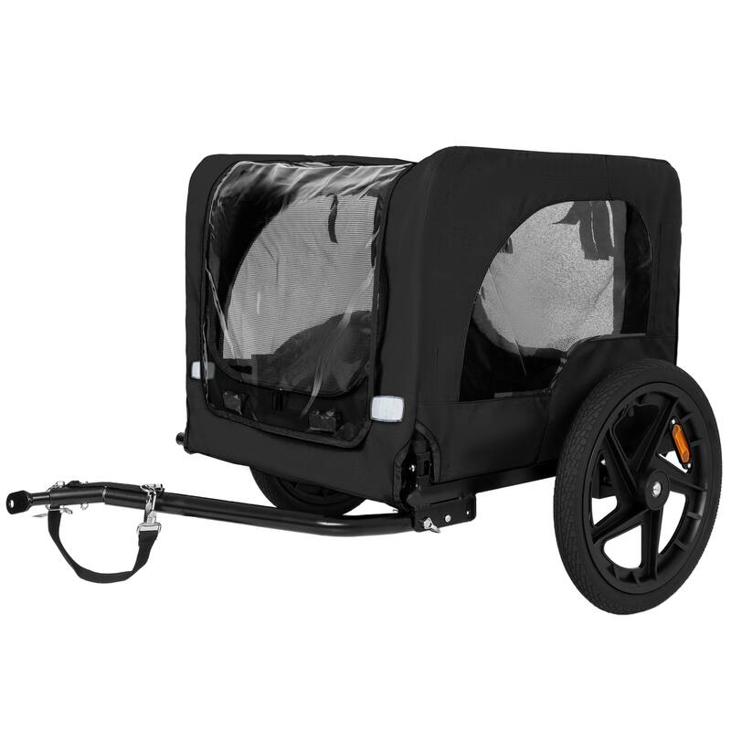 Outdoor Heavy Duty Collapsible Pet Bike Trailer with 16-Inch All-Terrain Wheels & Universal Hitch, Foldable Carrier Cart