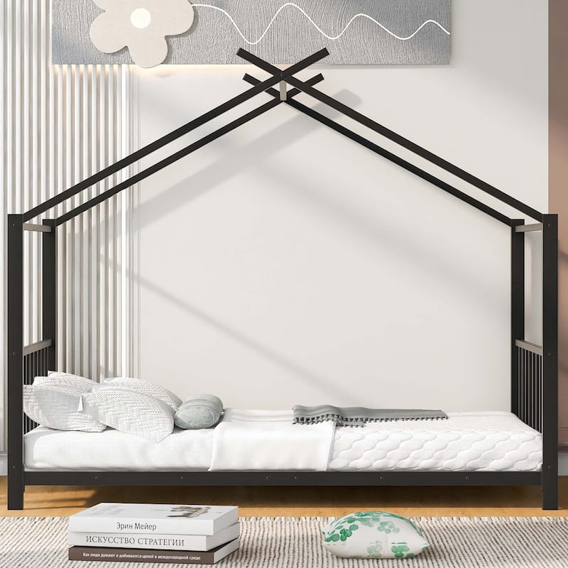 Twin Size Metal House Platform Bed