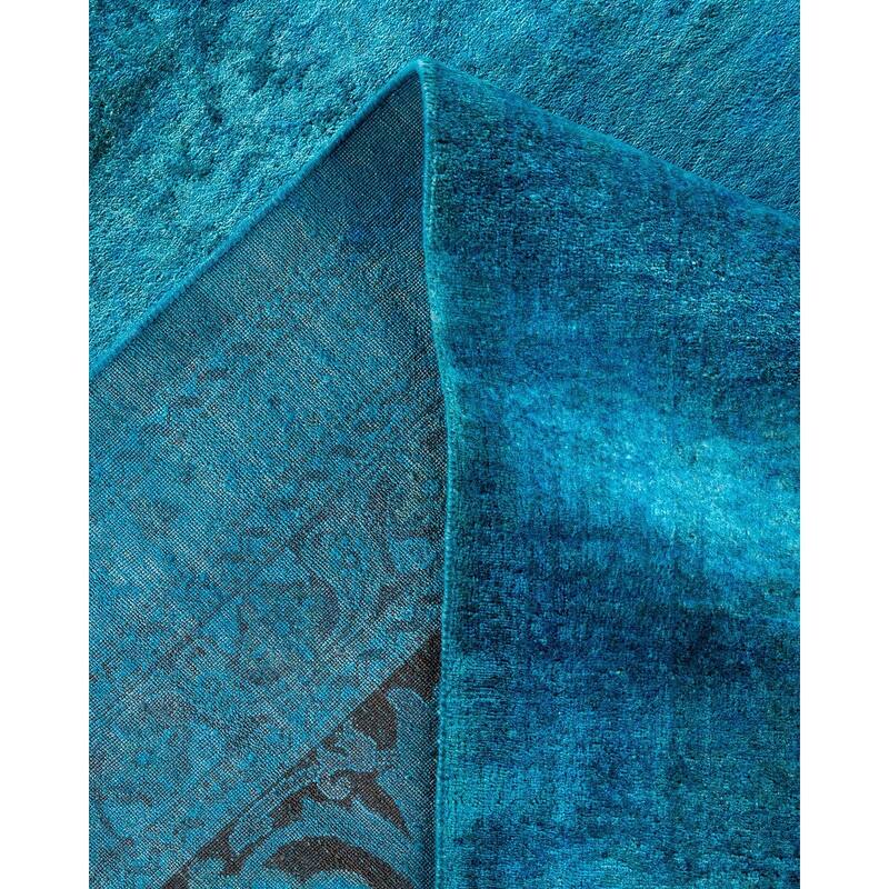 Overdyed, One-of-a-Kind Hand-Knotted Area Rug - Blue - 10' 3" x 14' 0"