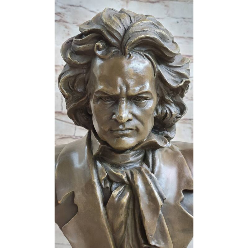 Ludwig Van Beethoven Clical Composer Bronze Metal Bust Statue Sculpture Art