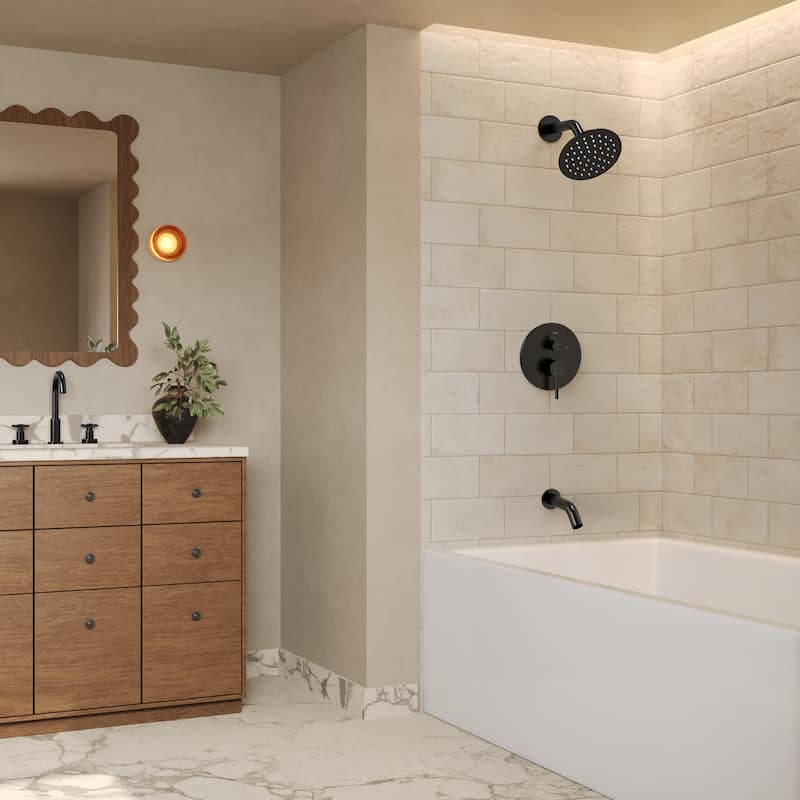 GRANDJOY Wall-Mount 2-Function Shower and Tub System with Pressure Balance Valve