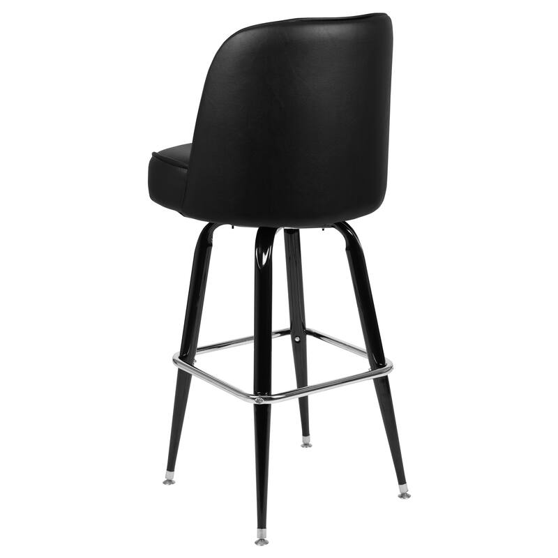 Metal Barstool with Swivel Vinyl Upholstered Bucket Seat and Footrest - 18.5"D x 18.5"W x 42.5"H