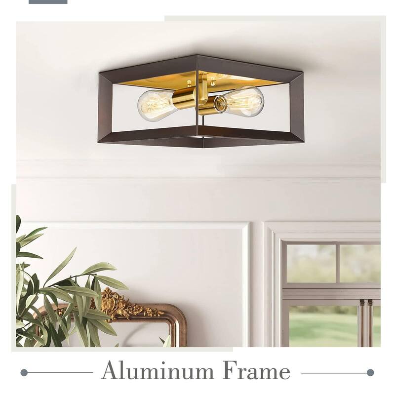 2-Light Modern Flush Mount Light Fixture