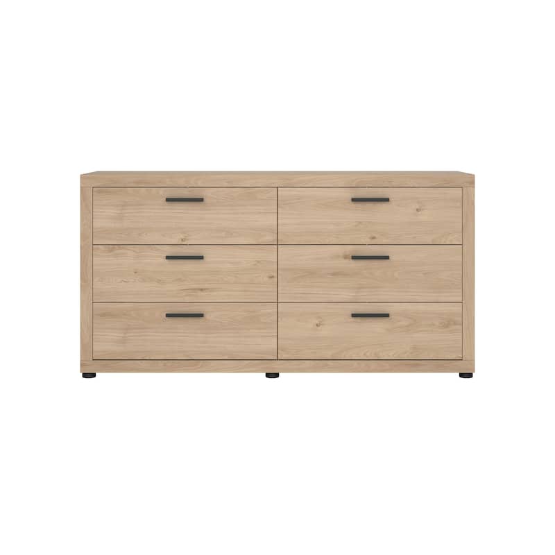 Porch & Den Mira 6-Drawer Double Dresser, Jackson Hickory