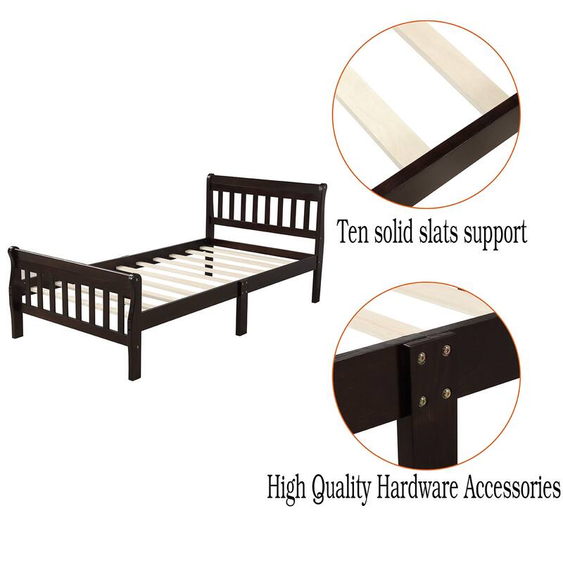 Wood Platform Bed Twin Bed Frame Panel Bed Mattress Foundation Sleigh