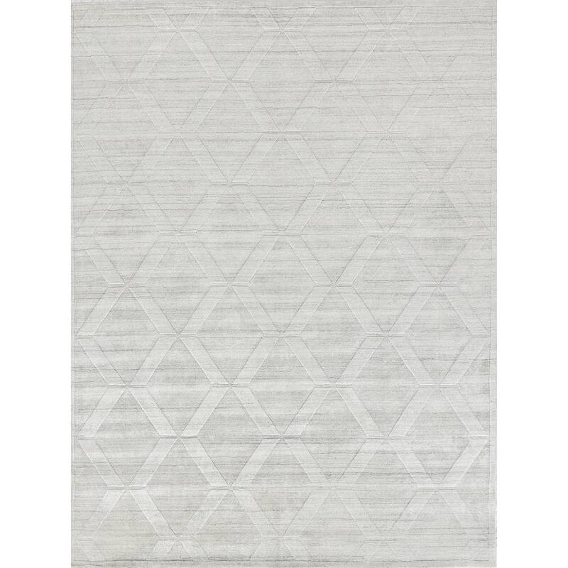 EXQUISITE RUGS Castelli Hand-loomed Bamboo Silk/Wool Ivory Area Rug.
