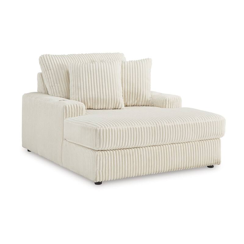Lindy Chaise Lounge Chair, Reversible Cushions Ivory Polyester 64 Inch