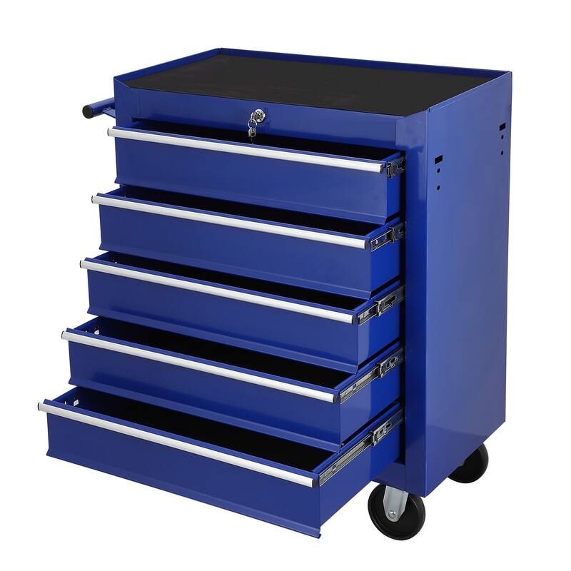 5 Drawers Tool Chest,Tool Cart with Wheels,Metal Rolling Tool Cart Storage for Garage - Blue