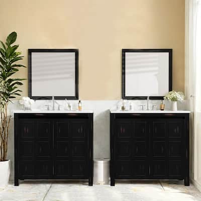 72" Bathroom Vanity Set with Double Vanities (Separate), Double Ceramic Sinks