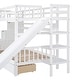 preview thumbnail 10 of 43, Bunk Bed with 2 Drawers & 3 Shelves, Castle Style Bedframe with Slide for Kids Boys/Girls/Teens
