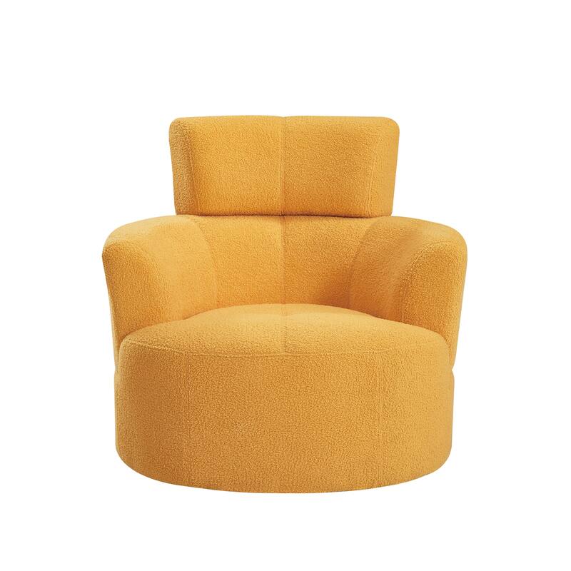 Swivel Chair Accent Chair Barrel Chair with Cushioned Seat, Round Sofa Chair with Adjustable Headrest