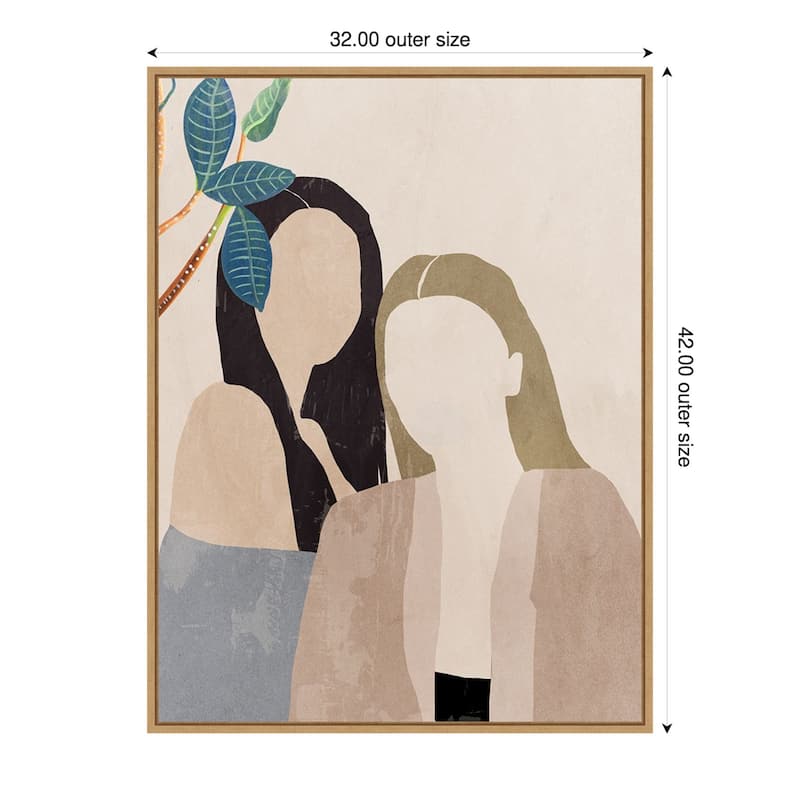 Amanti Art Leaves and Ladies I by Aimee Wilson Framed Canvas Wall Art Print - Sylvie Maple - 32x42