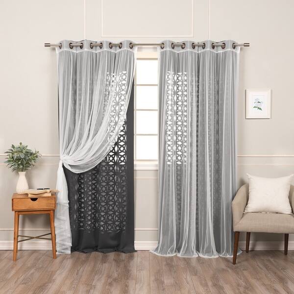 View of Aurora Home Mix & Match Trellis Cut Out Curtains - Bed Bath & Beyond ...