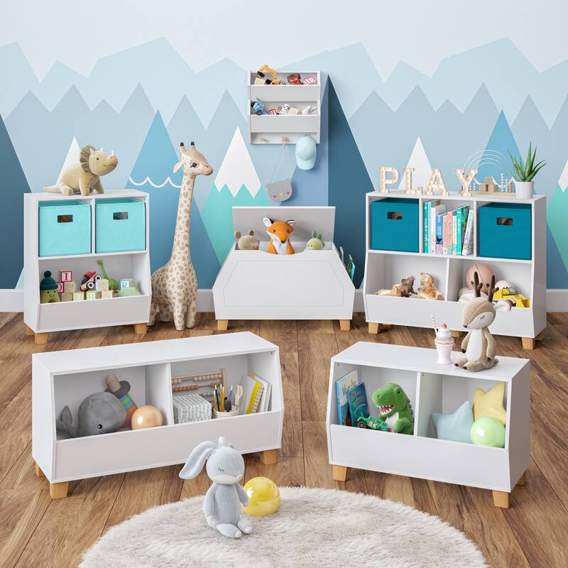 RiverRidge Kids Catch-All 24in Toy Storage Organizer with 2 Cubbies and 2 Storage Compartments - with Optional Bins