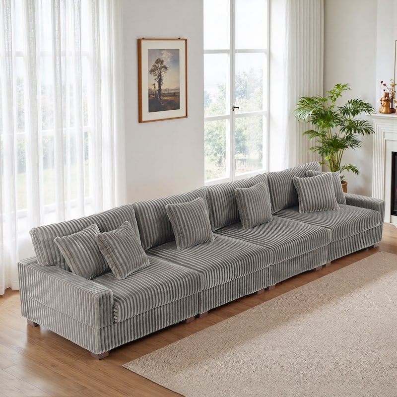 Anne 150" W Oversized Upholstered Modular Sectional Sofa - Light Grey-Type 3 - Symmetrical