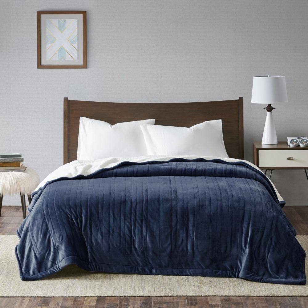 Full Ultra Soft Heated Blanket with Automatic Timer Indigo Bed Bath