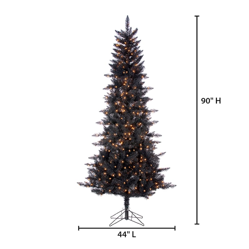7.5 Foot Black Tinsel Tree - N/A
