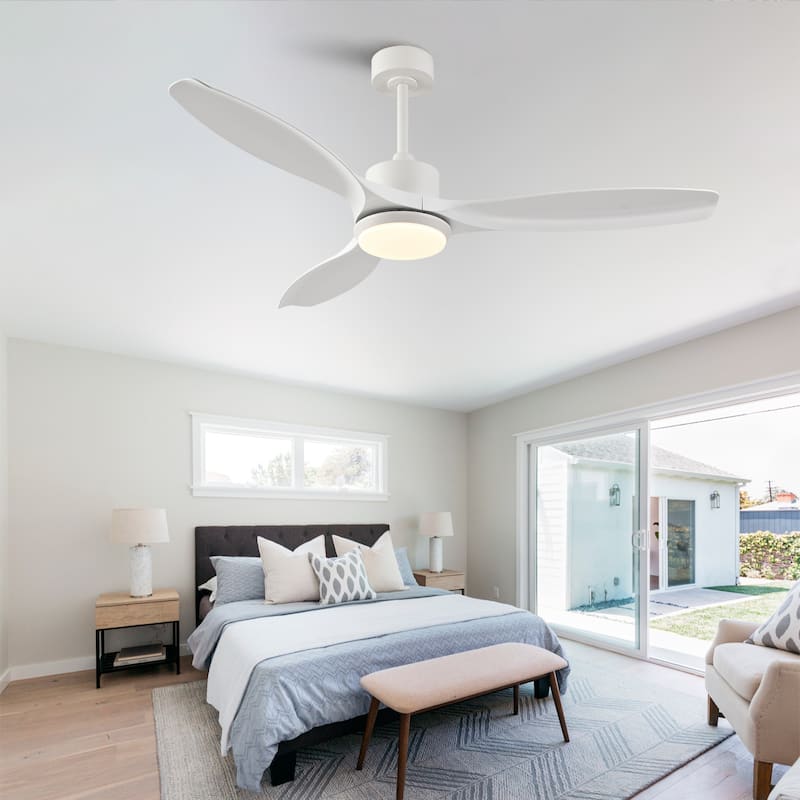 52-inch Modern LED Ceiling Fan with Light, 3 ABS Blades & Remote Control