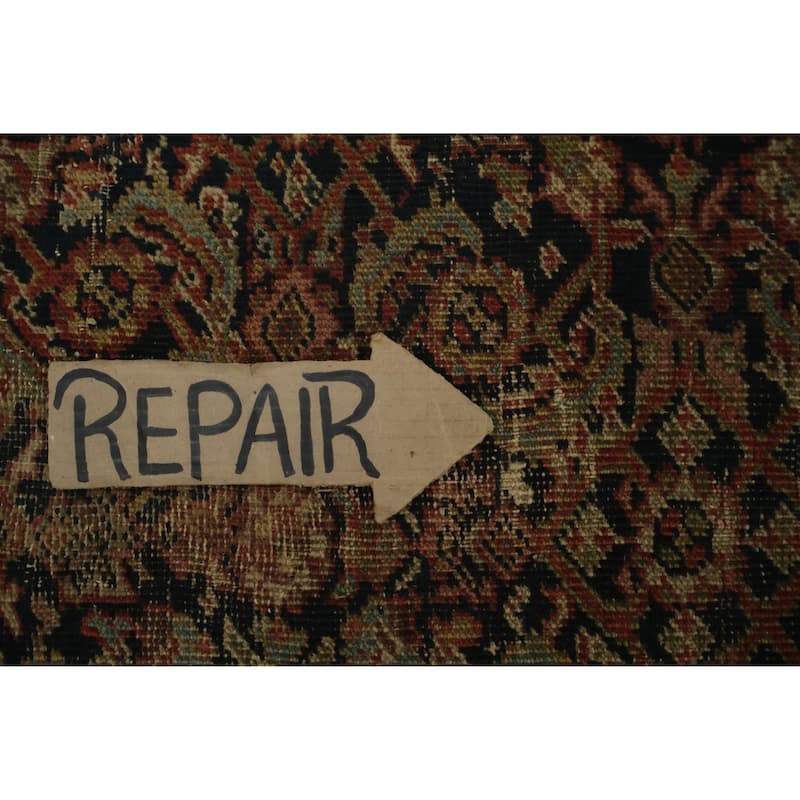 Hand Knotted Oriental 100% Wool Carpet Traditional All-Over Navy Blue & Blues Mahal Area Rug - 9' 11'' X 7' 1''