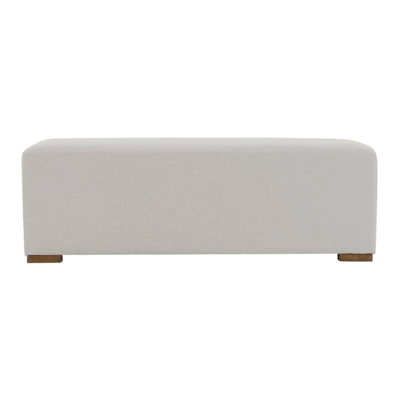 Roomfitters Long White Fabric Ottoman Bench, 17 Inch Height, Modern Nordic Style