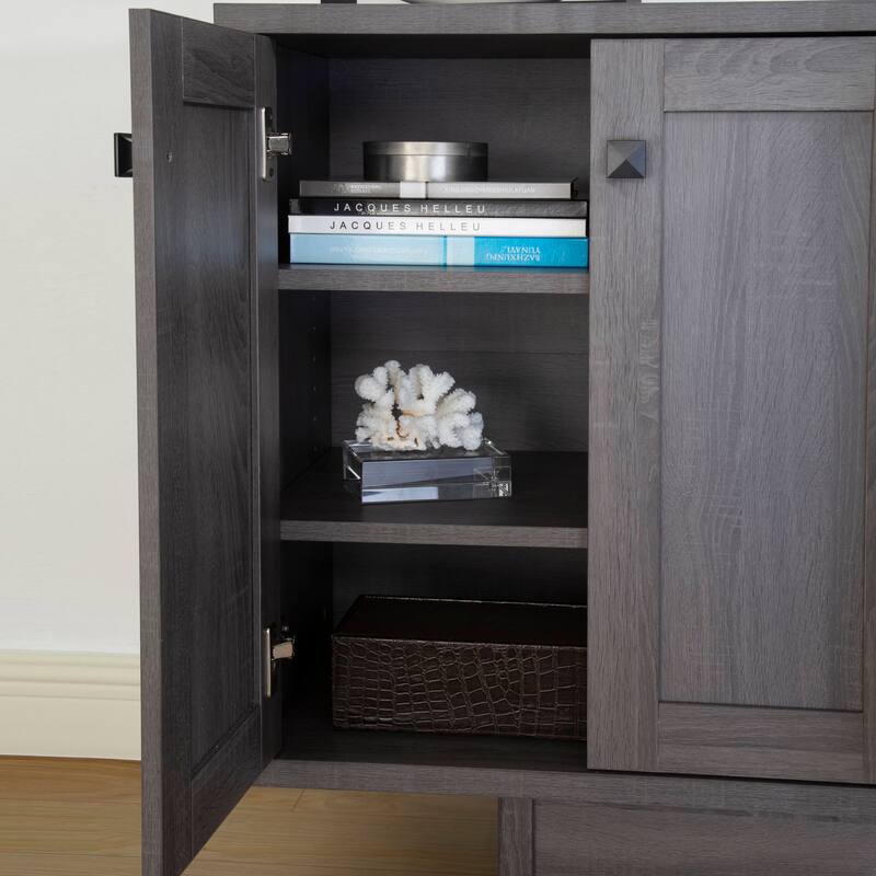Q-Max 47"W Sideboard Storage Cabinet, Dining Server Cupboard Buffet Table with Two Storage Cabinets