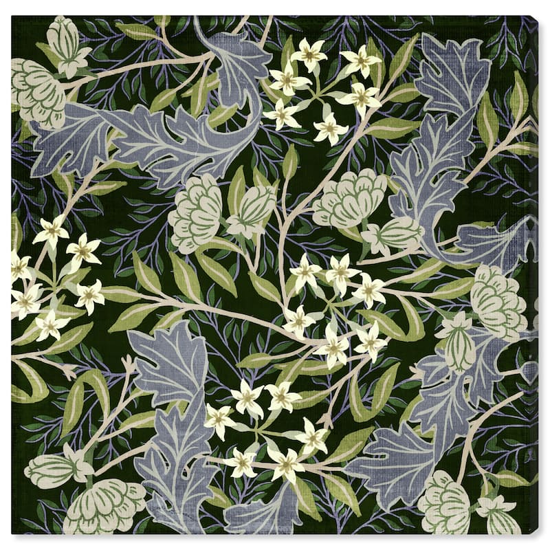 Wynwood Studio Canvas Floral and Botanical Jade Florals Blue and Traditional Wall Art Canvas Print