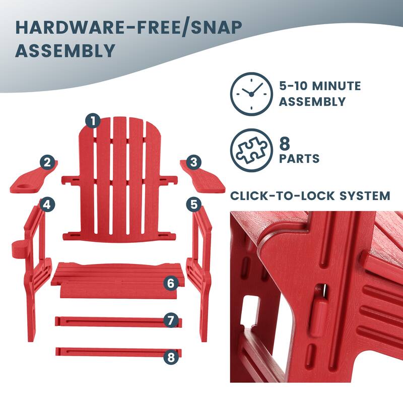 Polytrends Coastline Outdoor Poly Adirondack Chair with Ottoman