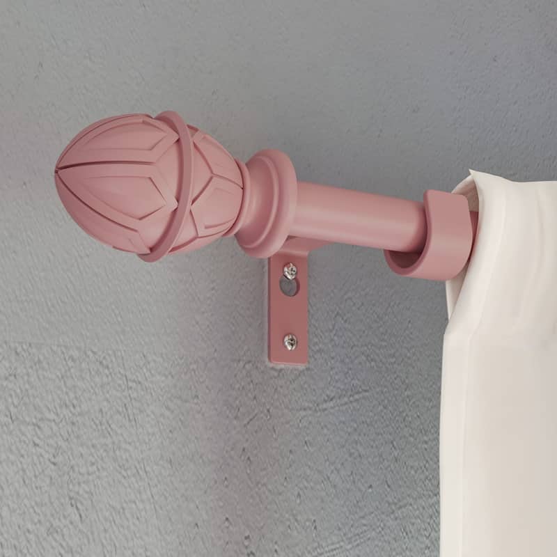 Acroma Metal Adjustable Single Modern Curtain Rod Pink.