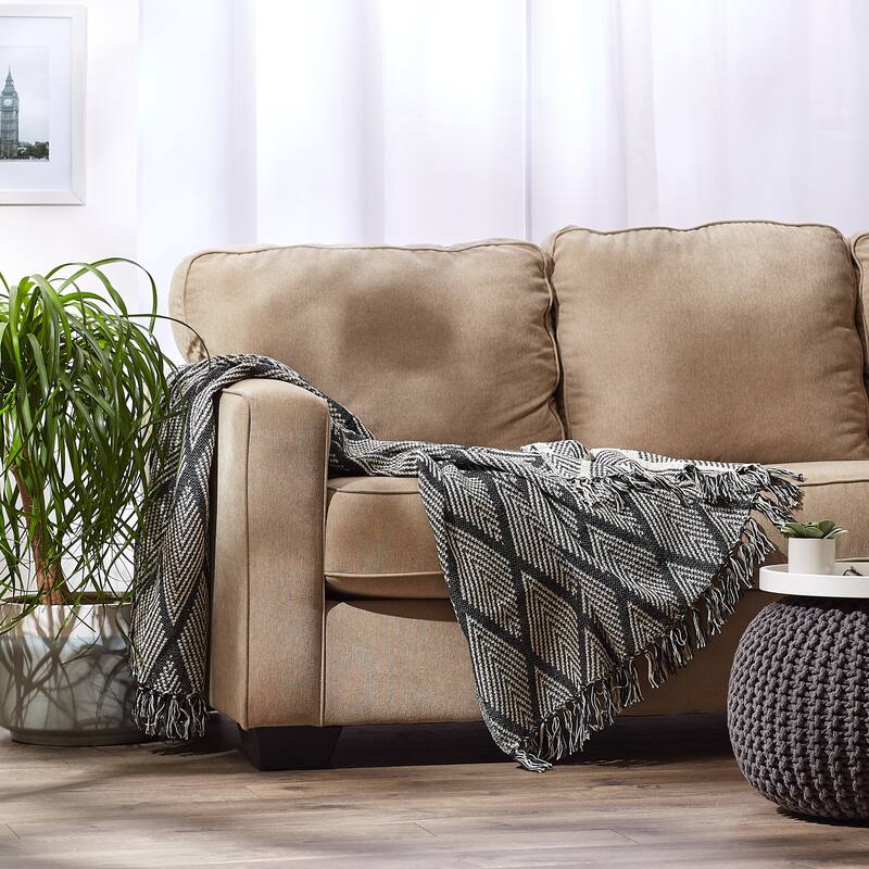 DII Natural Tone Multi Diamond Throw