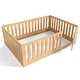 preview thumbnail 23 of 37, Queen Size Montessori Floor Bed with Door & High Fence, Solid Wood Low-Profile Sleep and Play Bed Frame