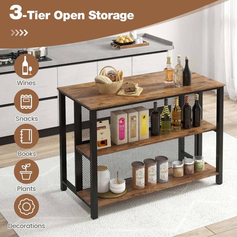 Costway 36" Tall 3-Tier Bar Table with Storage Metal Frame Adjustable - See Details
