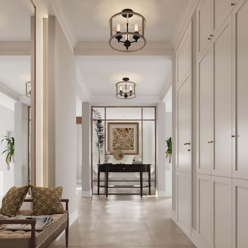 Moulins 3-light Modern Farmhouse Semi-Flush Mount Ceiling Lights with UL Certified - 15''