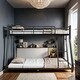preview thumbnail 1 of 7, Stylish Metal Twin Over Full Size Bunk Bed with Removable Stairs, Heavy Duty Sturdy Frame with 12" Under-Bed Storage, Black Black