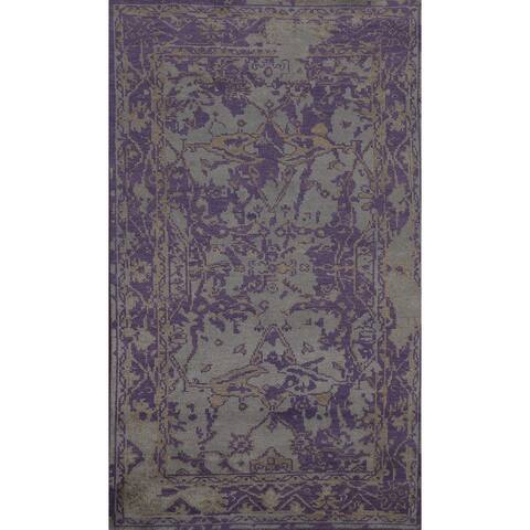 Wool/ Silk Contemporary Abstract Oriental Area Rug Handmade Carpet - 5'0" x 7'9"