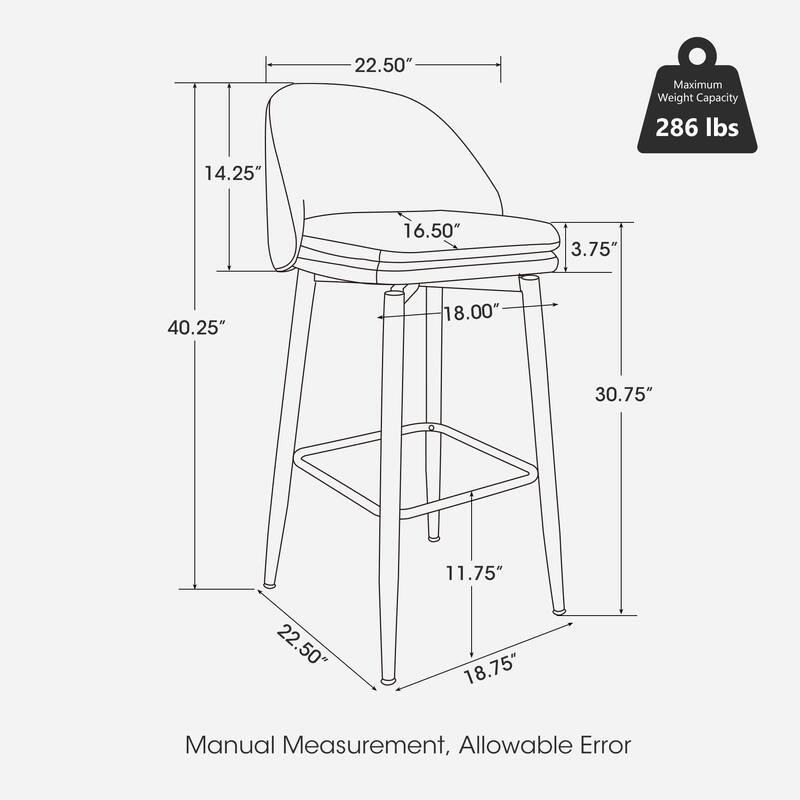 Glitzhome Set of 2 41"H Modern Tapered Leg Short or Bar Stools Pub Chair
