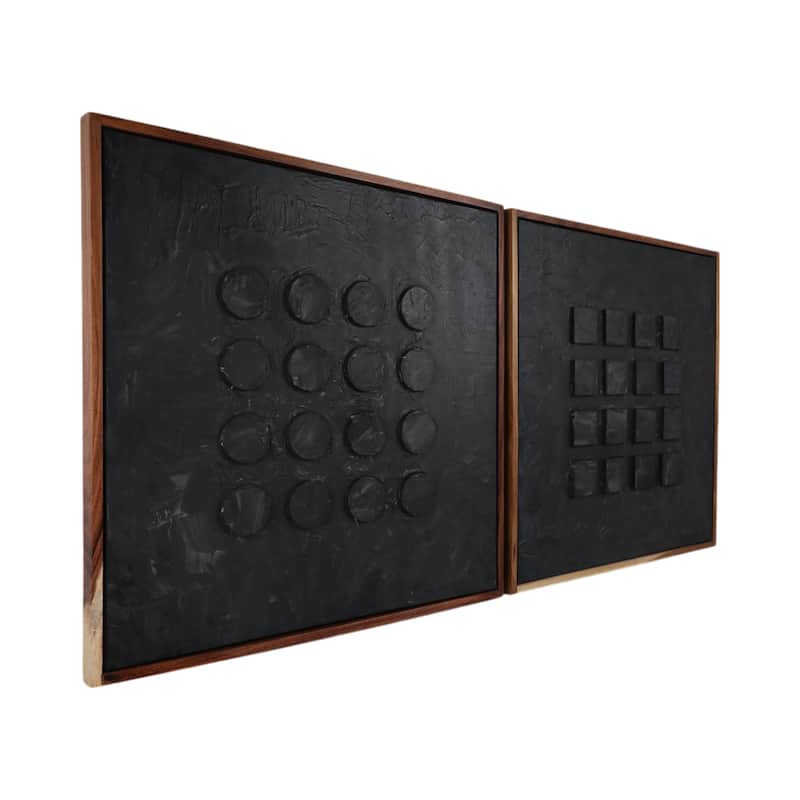 Wood Frame Canvas Wall Decor Acrylic Paste (Set of 2) - 47" Black