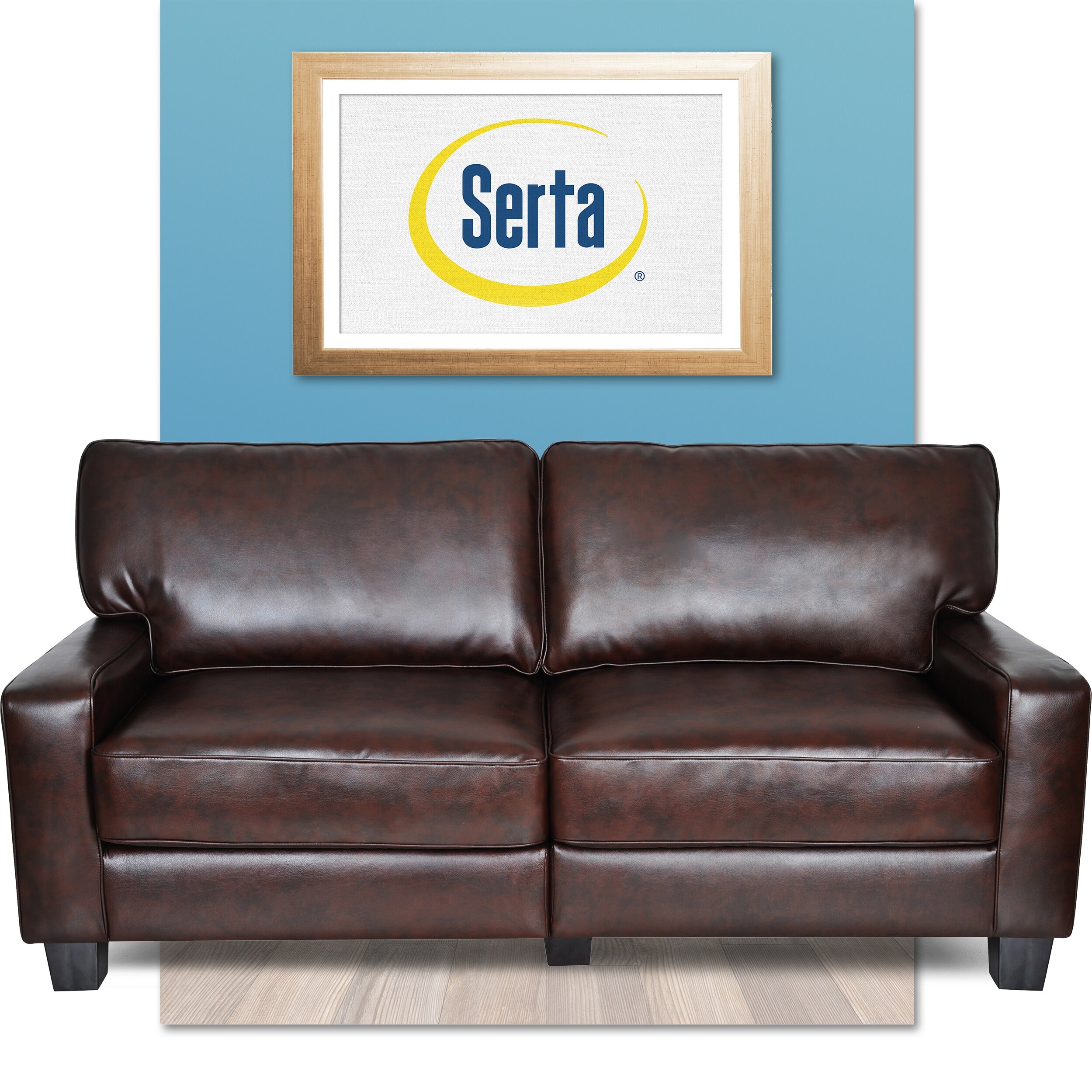 Shop Serta Monaco Collection 77 Inch Brown Leather Sofa