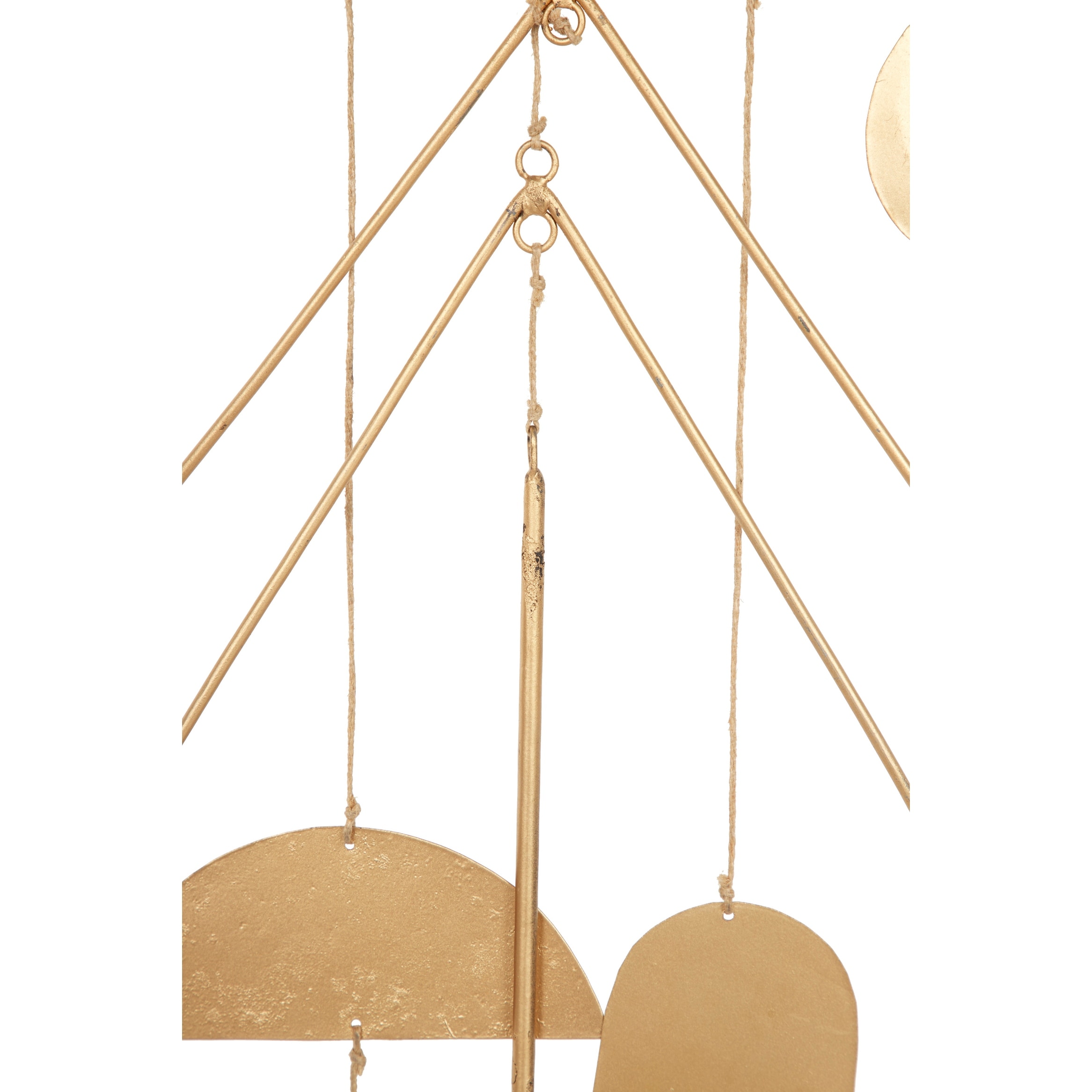 Set Of 2 Large Celestial Geometric Gold Metal Wind Chime W Driftwood Overstock 32168819
