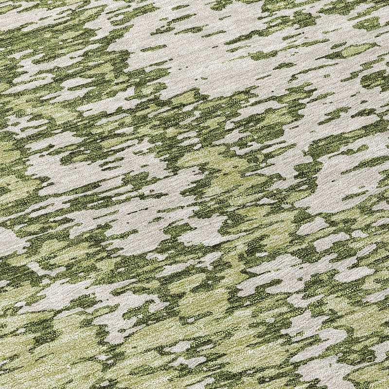Machine Washable Indoor/ Outdoor Abstract Pixels Chantille Rug
