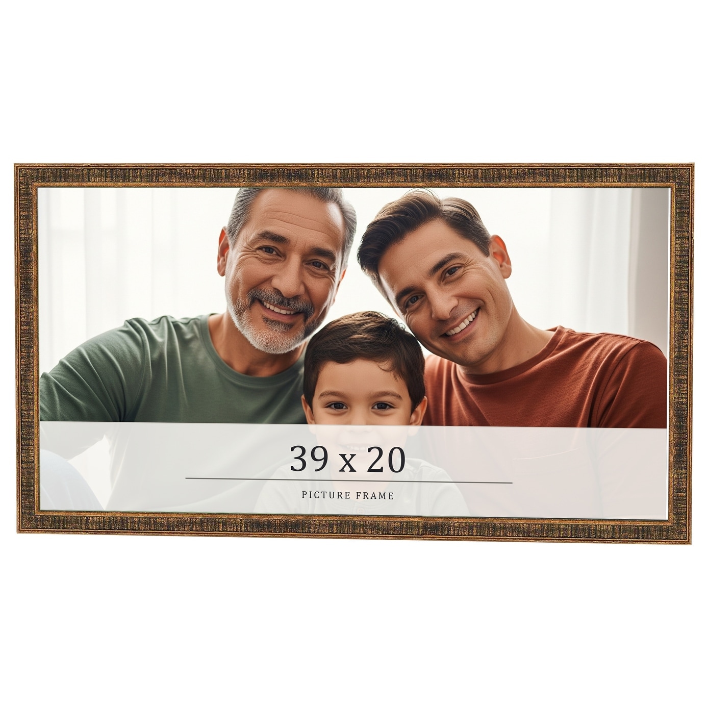 39x20 Frame Gold Kingsley Distressed Solid Wood Picture Frame Width
