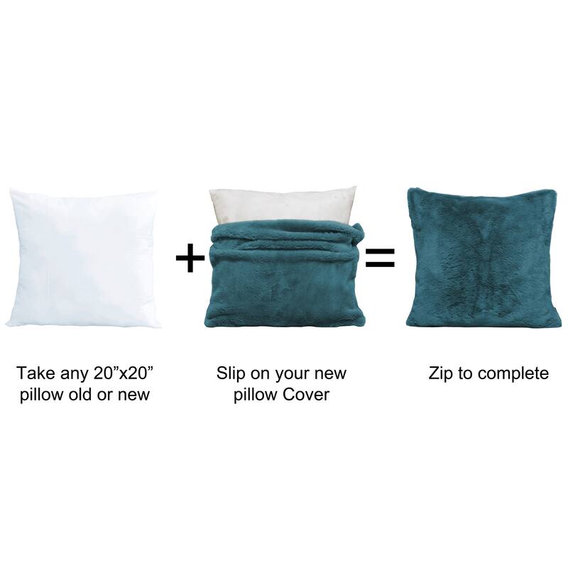 Solid Light Fauxfur Square Pillow Covers set of 2, NO INSERT
