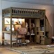 preview thumbnail 16 of 26, Solid Wood Loft Bed with Built-in Desk and LED, Twin Size Frame with Storage Shelves, Cabinets & Storage Staircase for Kids