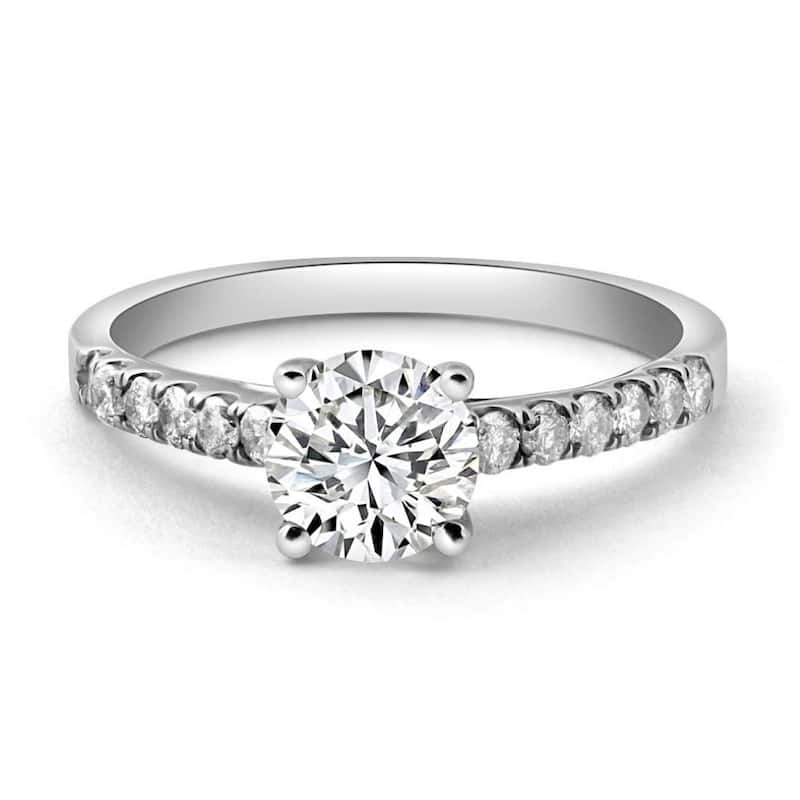 1 3/4Ct Round Cut Lab Grown Diamond Engagement Ring in White Gold