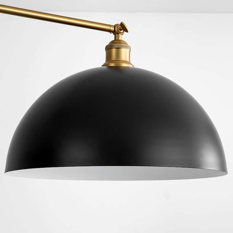 2-Light Modern Black Industrial Linear Dome Pendant Light for Kitchen Island - 38.5 in. W x 11.4 in. H x 14.9 in. D