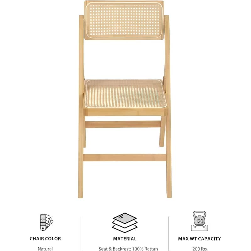 Sand Tristan Bamboo Folding Chairs Set of 2 Portable Indoor Outdoor